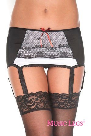 Spandex Lycra Lace Design Garter Belt Black White 7730