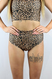 Rarr Mid Waisted Brazil Scrunchie Bum Shorts - Black Leopard