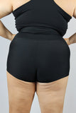 Rarr High Waisted Cheeky Shorts Plus Size – Matte Black