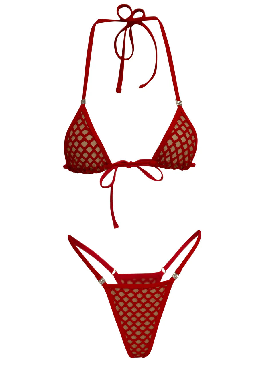 Diamond Dolls Amber Net Bikini Set- Hot Pink