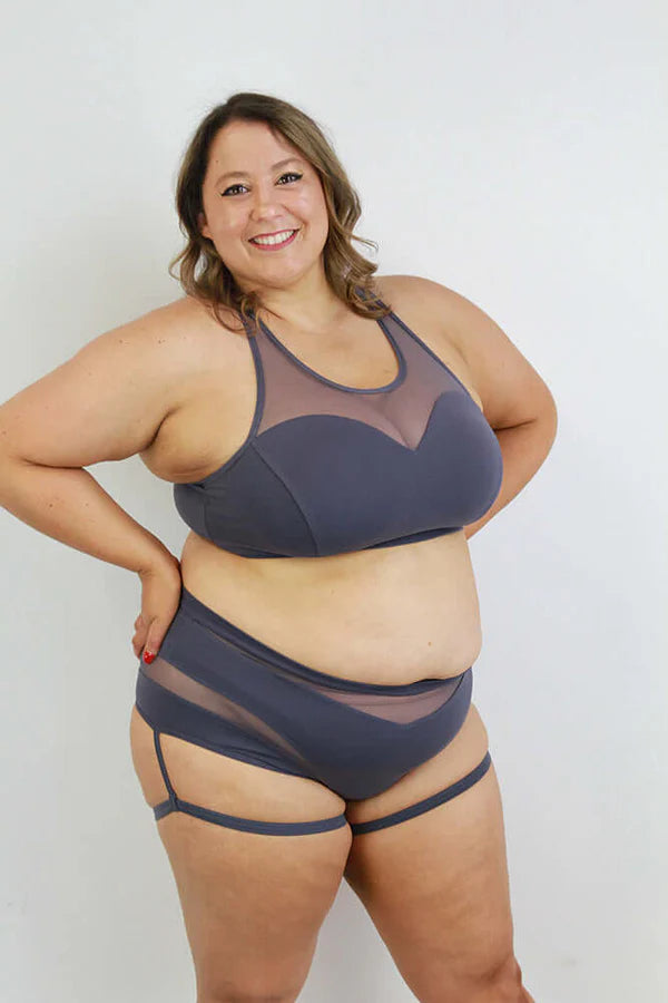 Carmen Super High Waisted Garter Short - Grey