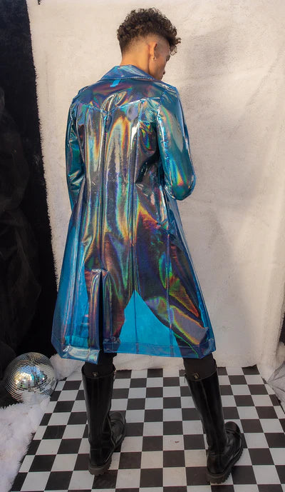 Rubberized Vinyl Trench Coat - Holo Prism FE240