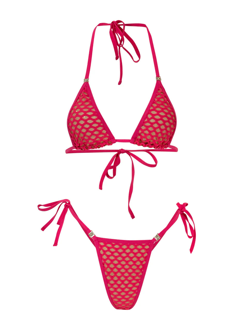 Diamond Dolls Amber Net Bikini Set- Pink