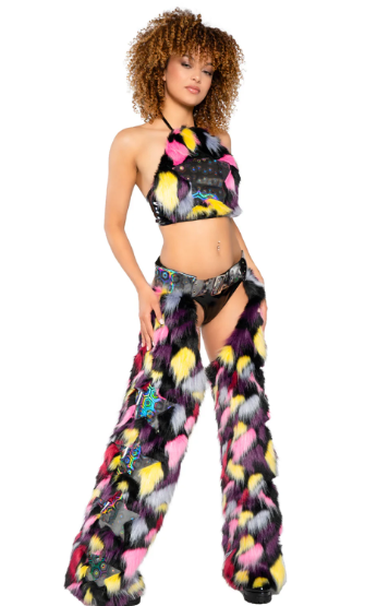 Faux Fur/Vinyl Star Chaps - JR227