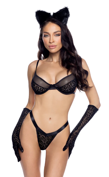 Flocked Leopard Mesh Gloves - LI899