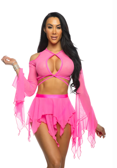 Mesh Flow Skirt - White JR166