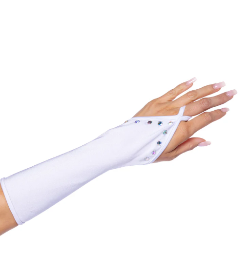 Bedazzled Gloves With Rhinestones - 6679 Black