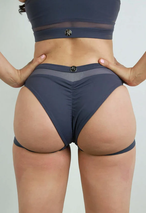 Carmen Low Waist Garter Short - Grey Slate