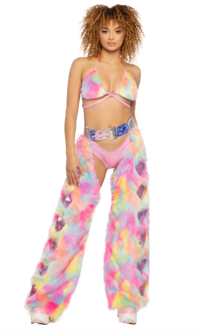 Faux Fur Triangle Top - Baby Pink JR146