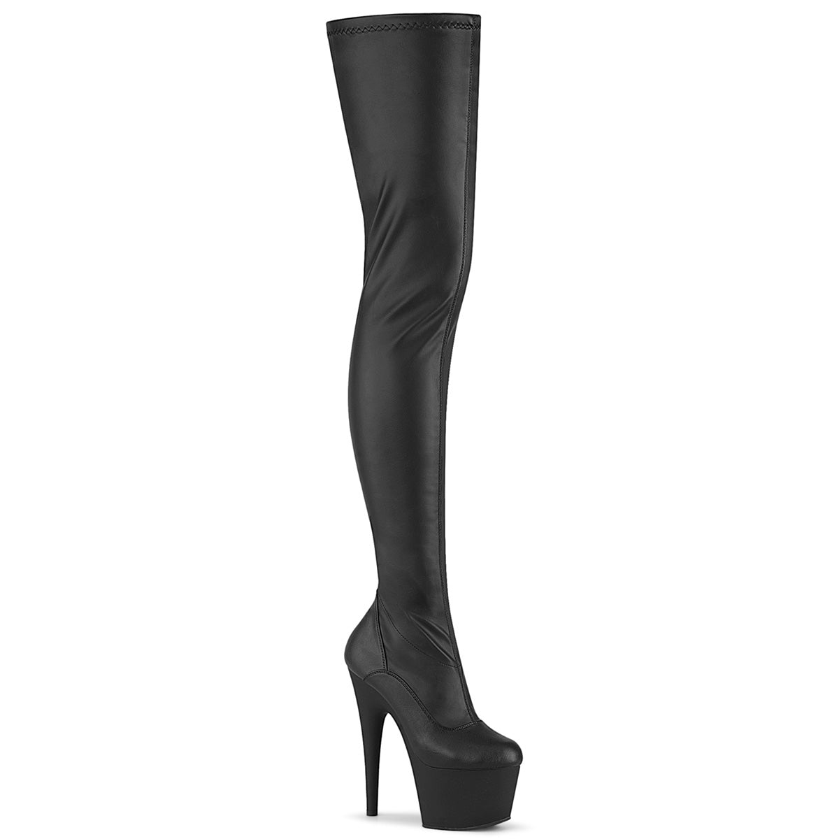 ADORE-4000 Black Stretch Faux Leather/Black Matte