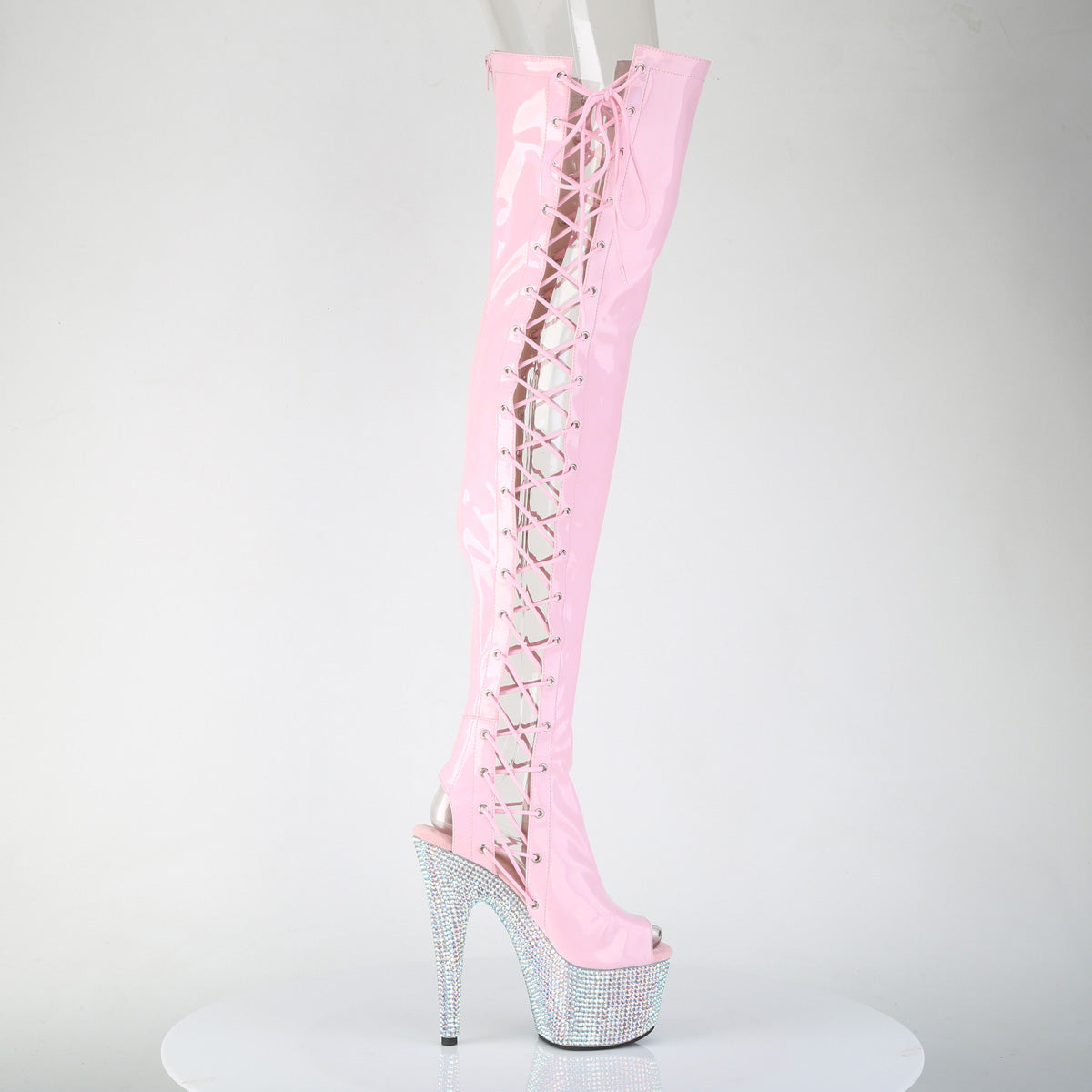 BEJEWELED-3052HG-7 Baby Pink Holo Patent/Silver AB RS