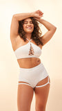 Lunalae Kylie Cut Out Halter Top Recycled WHITE