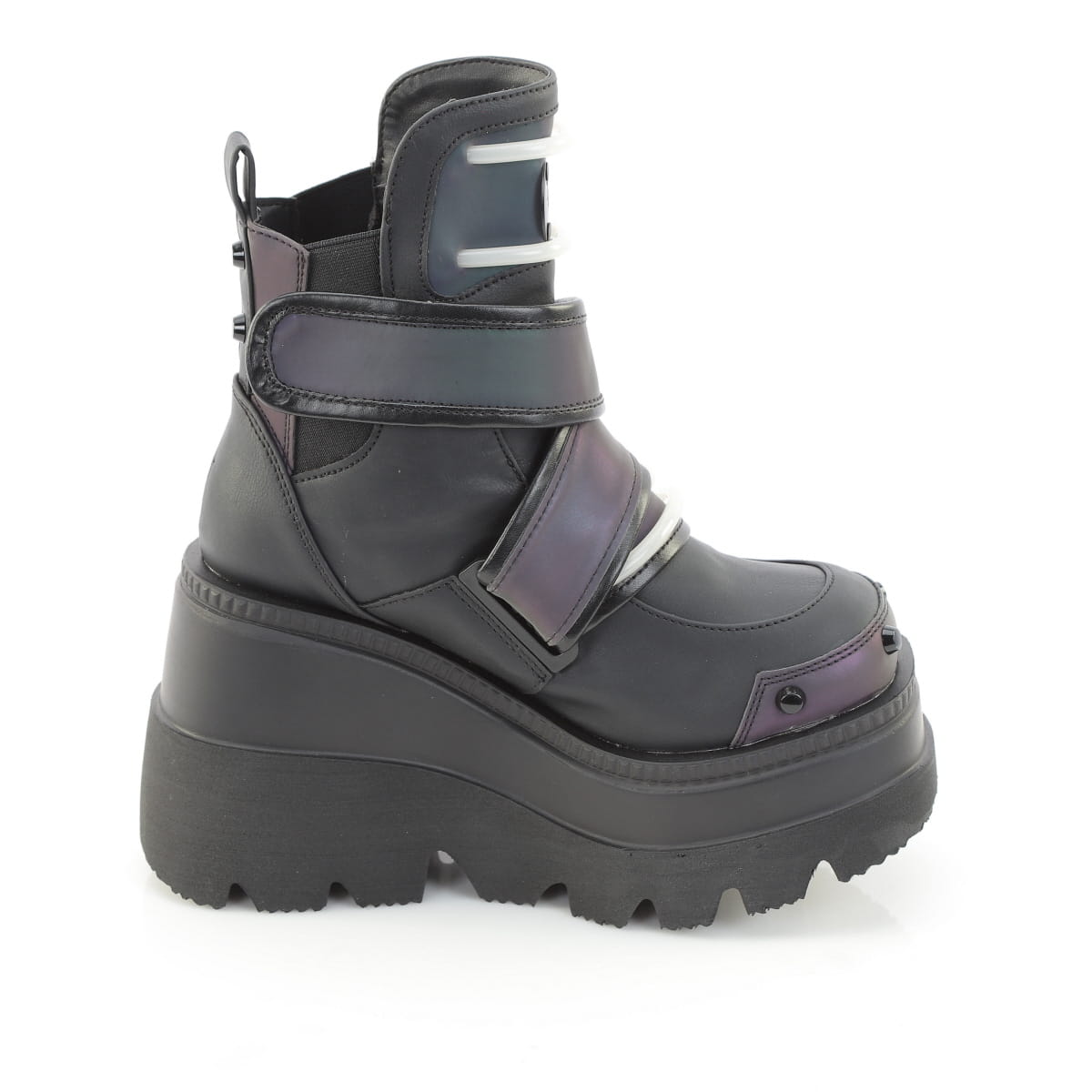 SHAKER-58 Green Multi Reflective-Black Vegan Leather