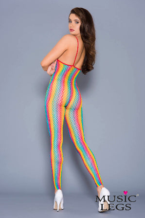 Music Legs Lingerie Strapless Opaque With Side Sheer Ribbon Design Crotchless Bodystocking ML1189