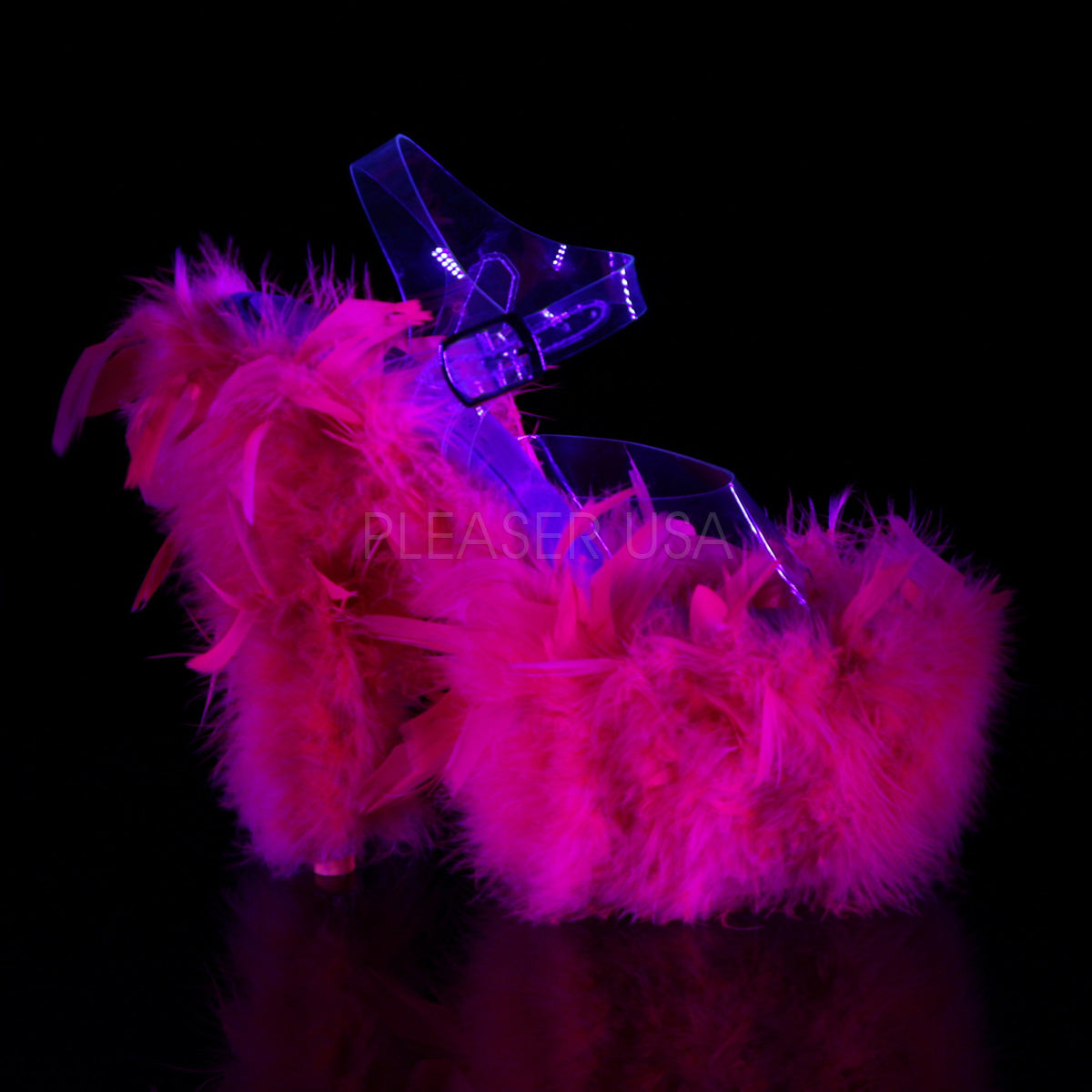 ADORE-708F Clear/Neon Hot Pink Marabou Feather