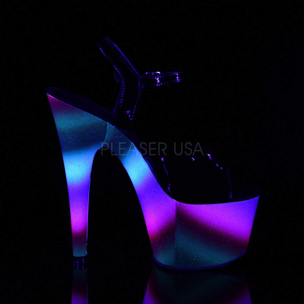 ADORE-709WR Black Patent/Rainbow Glitter