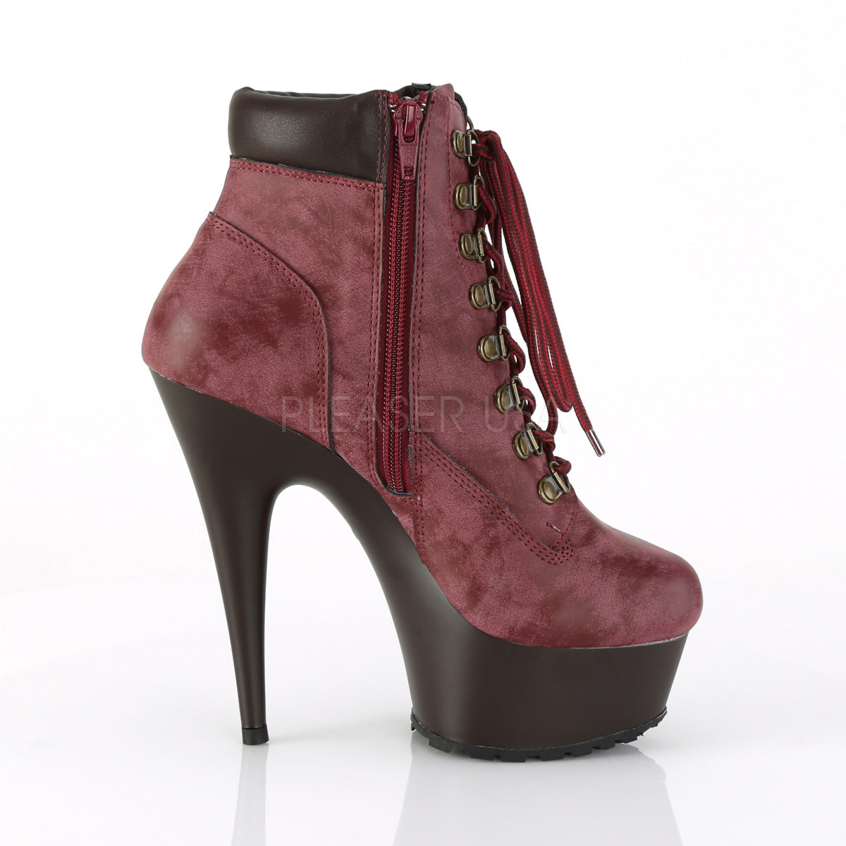 DELIGHT-600TL-02 Burgundy Nubuck Faux Leather/DarkBrown Matte