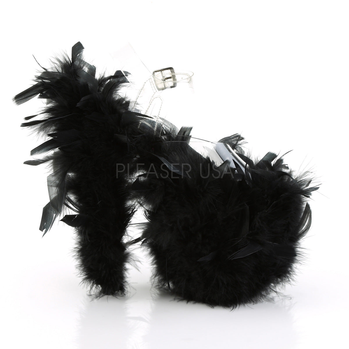 FLAMINGO-808F Clear/Black Marabou Feather