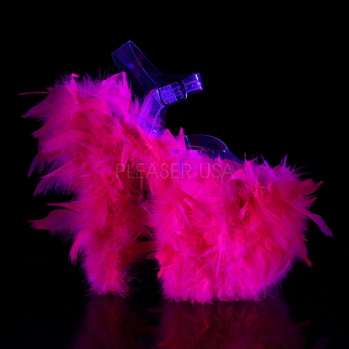 FLAMINGO-808F Clear/Neon Hot Pink Marabou Feather