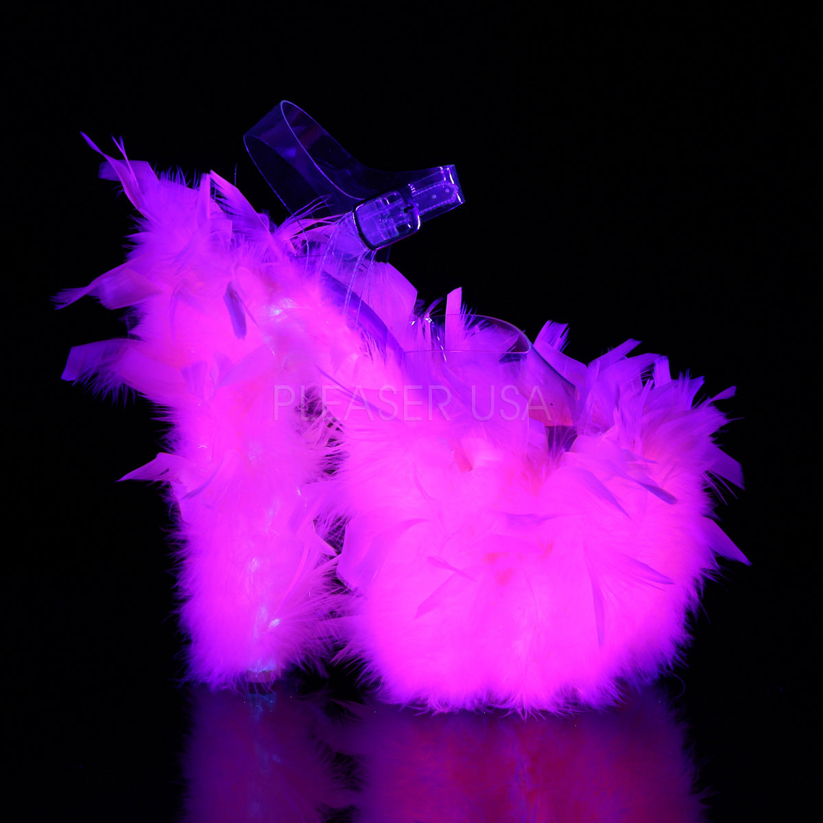 FLAMINGO-808F Clear/Neon Pink Marabou Feather