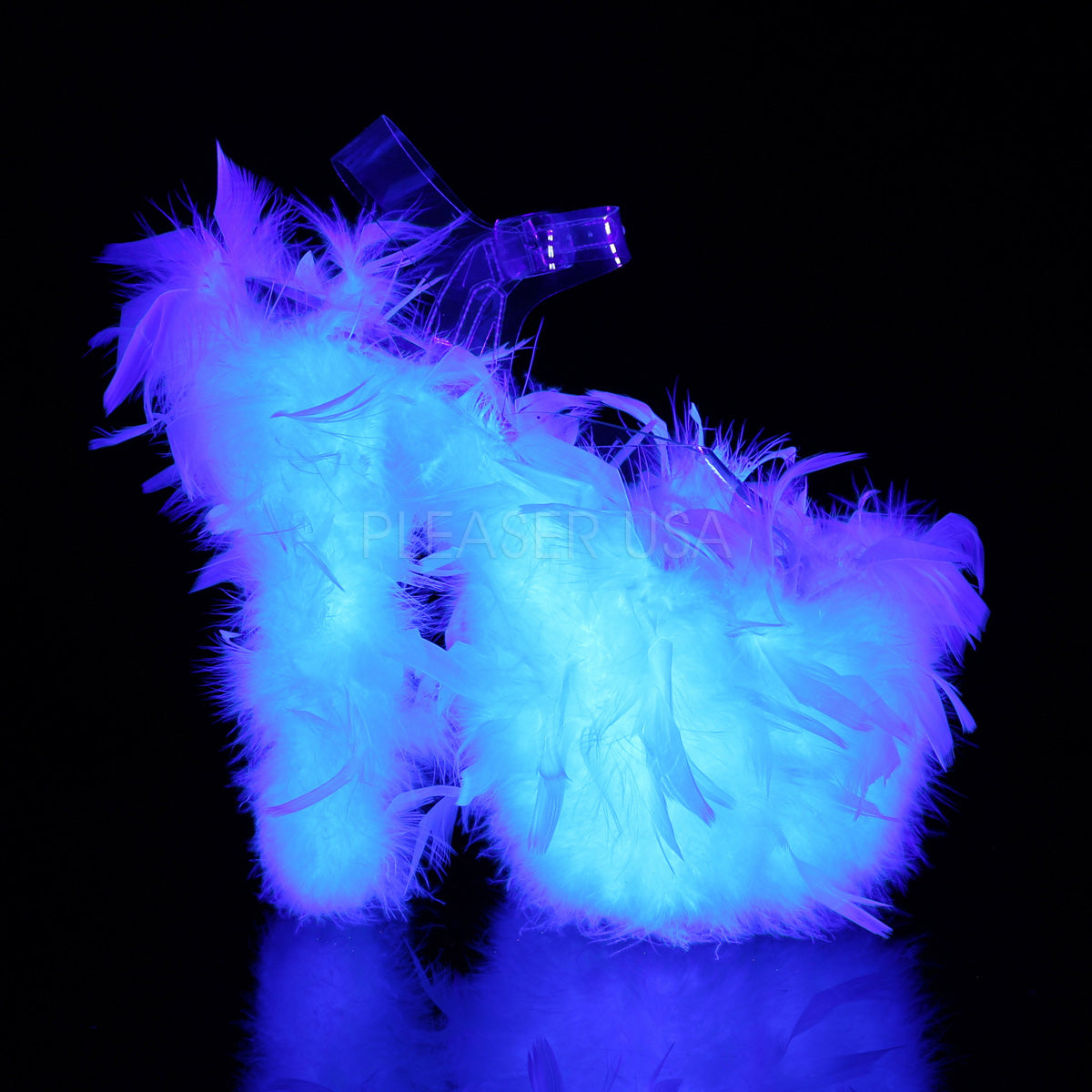 FLAMINGO-808F Clear/Neon White Marabou Feather