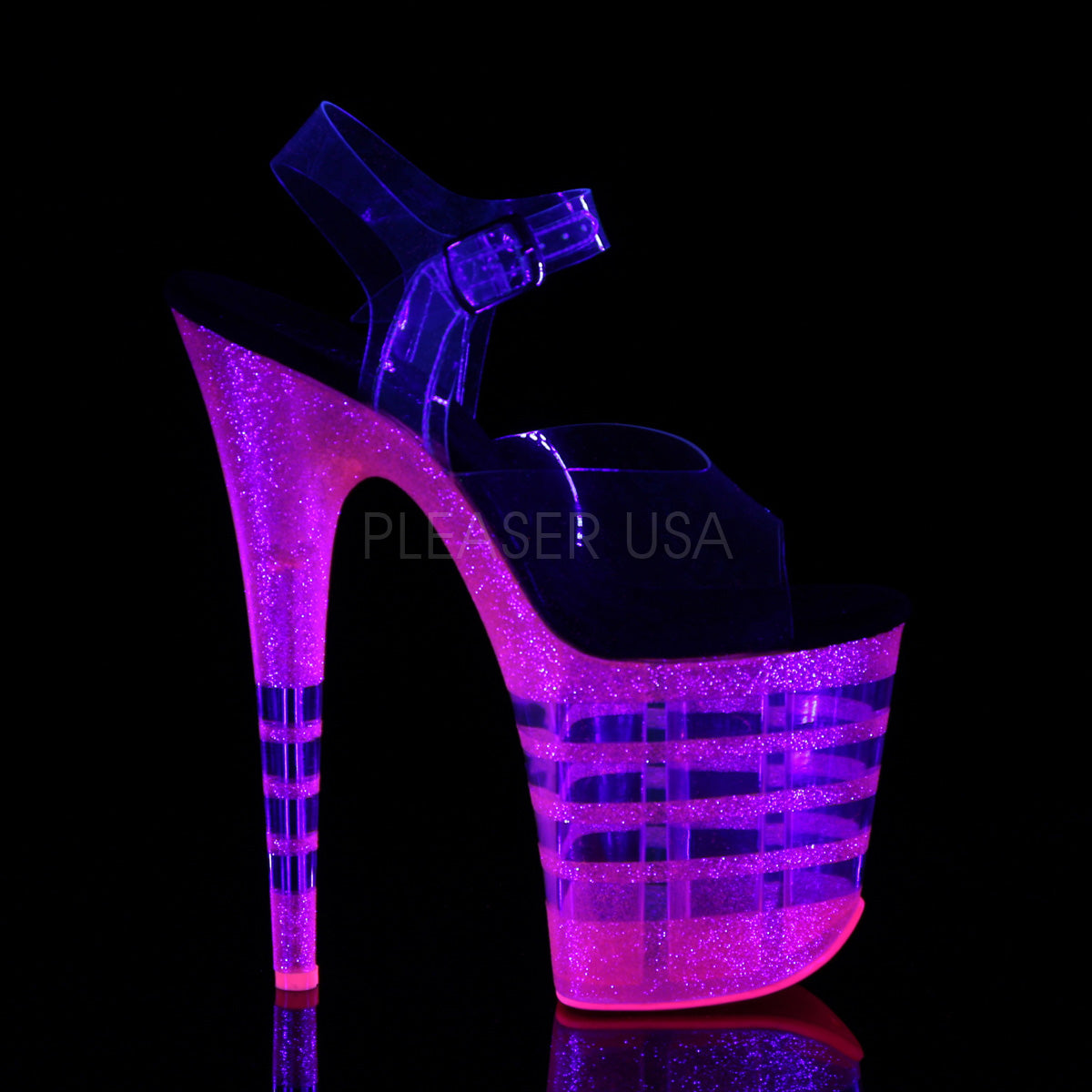 FLAMINGO-808UVLN Clear/Neon Bubble Gum Pink Glitter