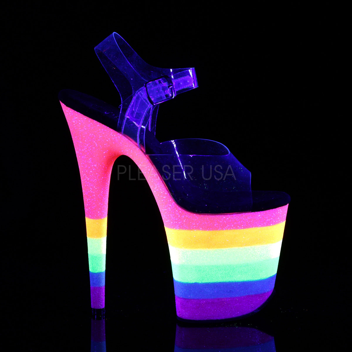 FLAMINGO-808UVRB Clear/Neon Rainbow Glitter