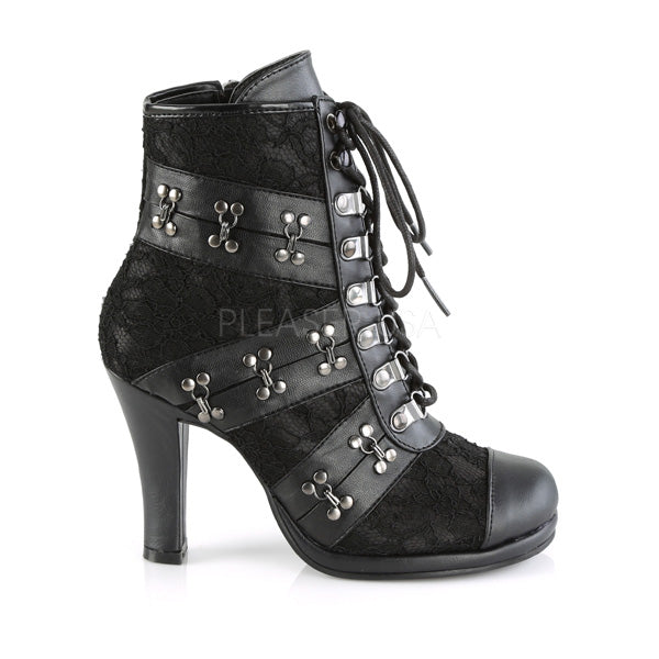 GLAM-202 Black Vegan Leather-Lace