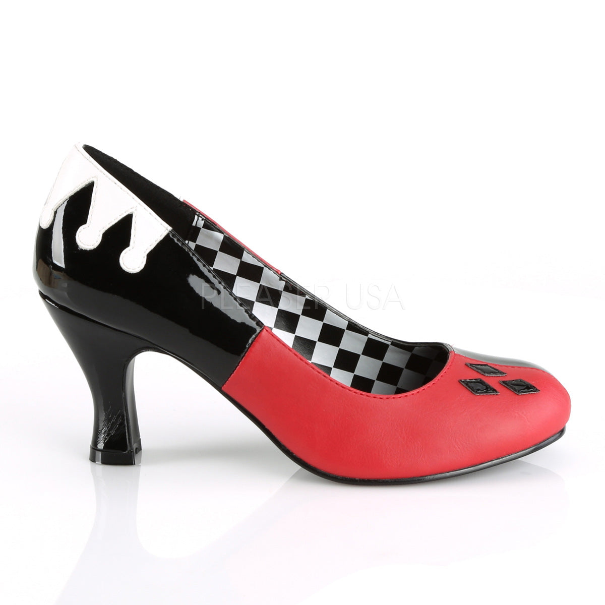 HARLEY-42 Black Patent-Red-White Pu