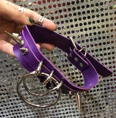 Spike & Double 'O' Ring Vegan Leather Choker