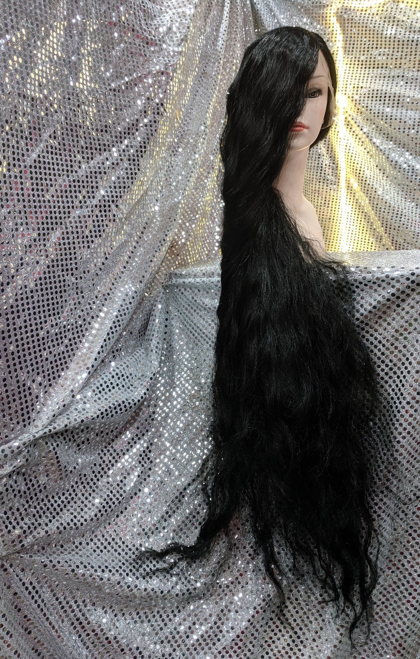 Jet Black 40" Wavy Heat Resistant Lace Front Wig