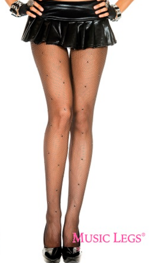 Music Legs Rhinestone Fishnet Spandex Pantyhose ML90044
