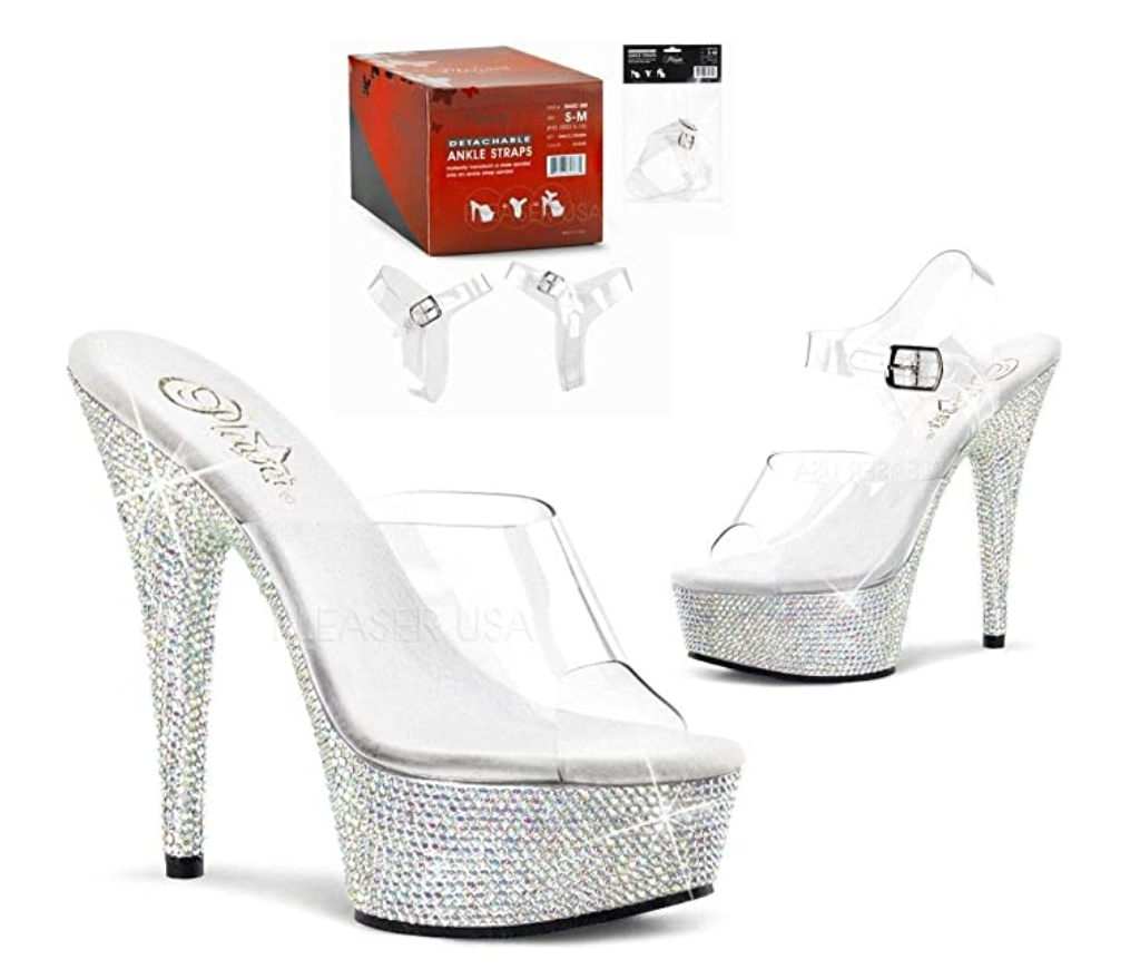 Pleaser Clear Detachable/Reusable Ankle Straps