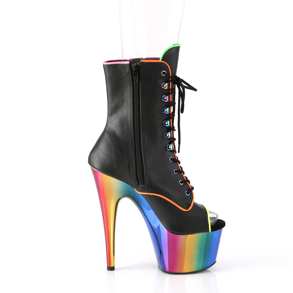 ADORE-1021RC-02 Black Faux Leather/Rainbow Chrome