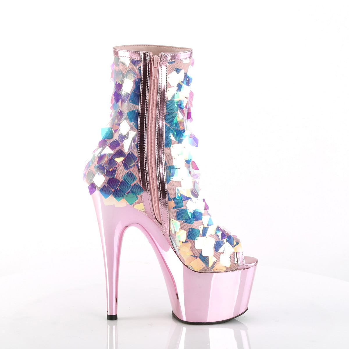 ADORE-1031SSQ Iridescent Opal Sequin-Baby Pink Met Pu/Baby Pink Chrome