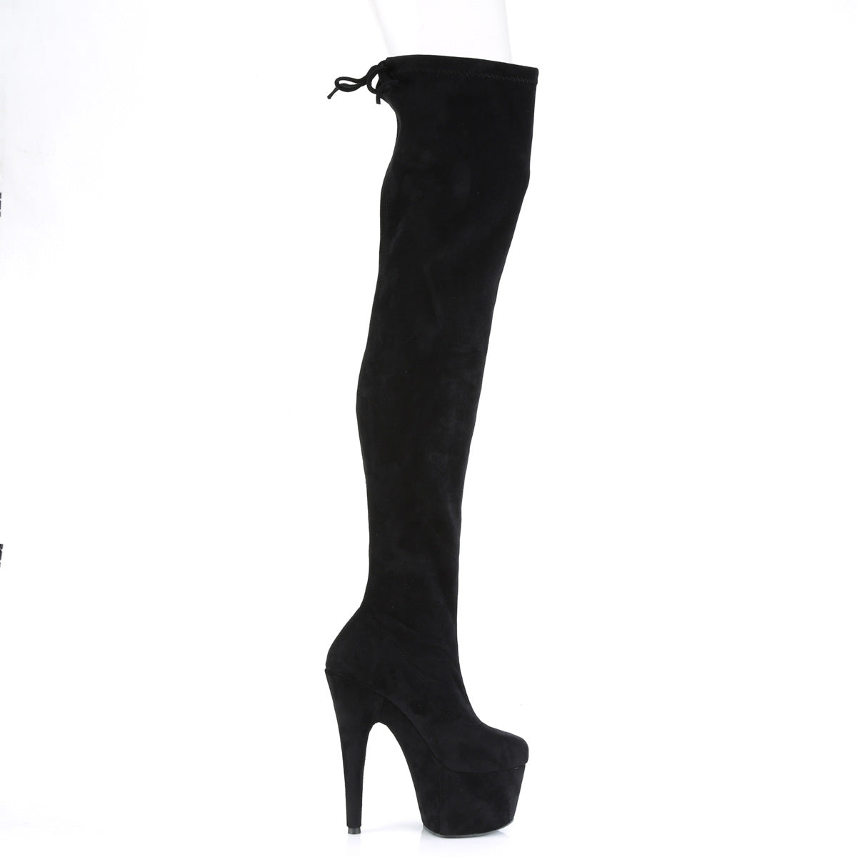 ADORE-3008 Black Stretch Faux Suede/Black Faux Suede