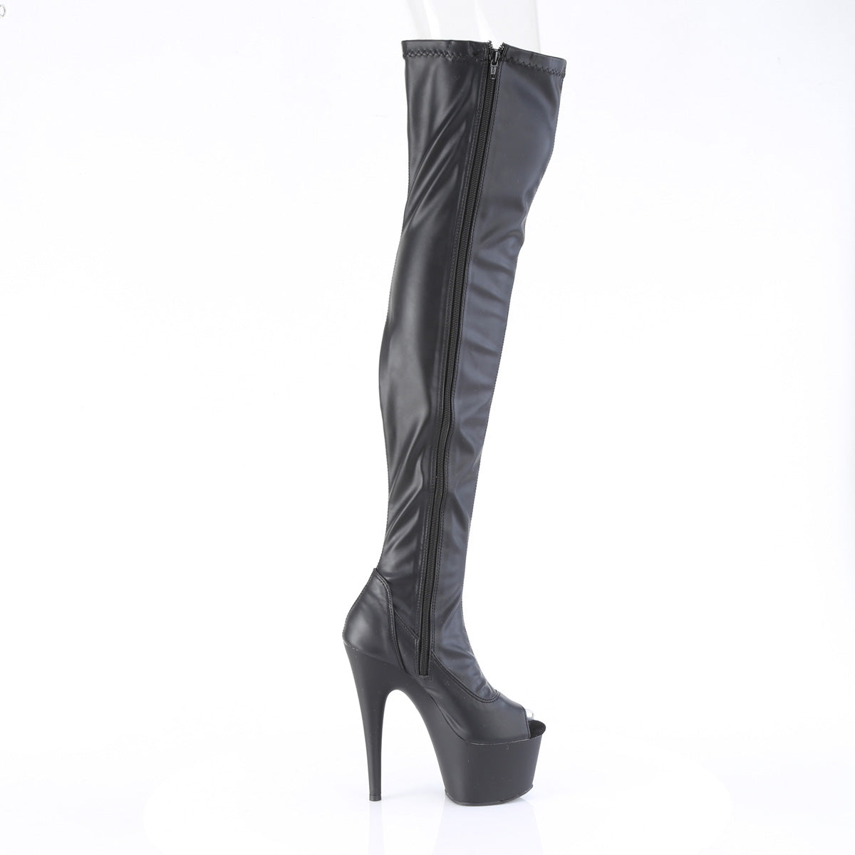 ADORE-3011 Black Stretch Faux Leather/Black Matte