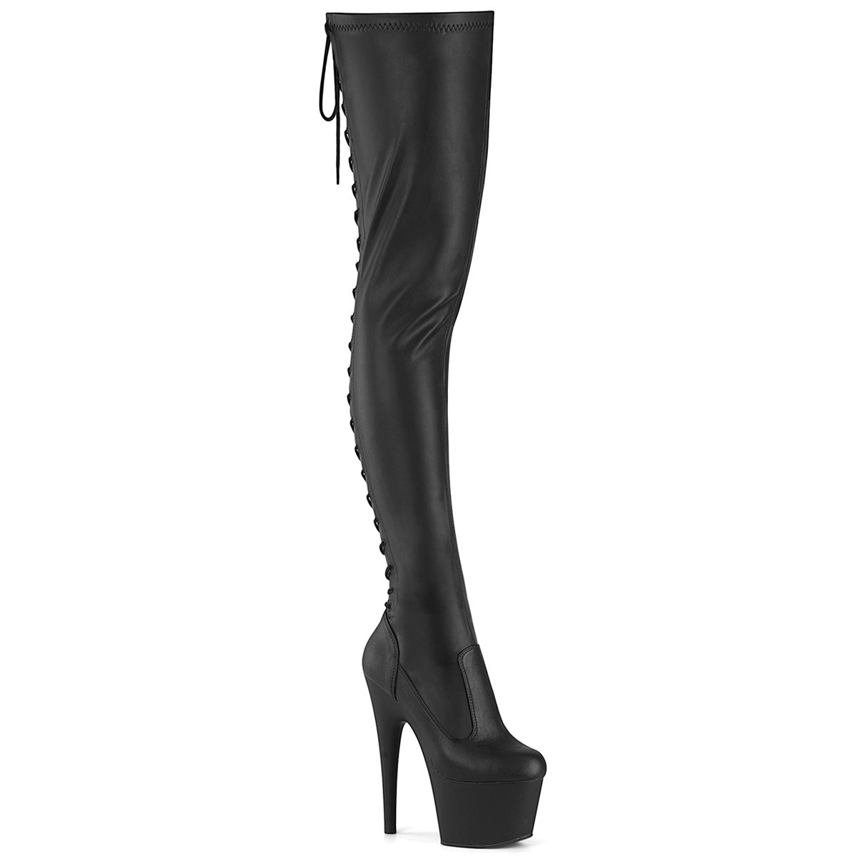 ADORE-3850 Black Stretch Faux Leather/Black Matte