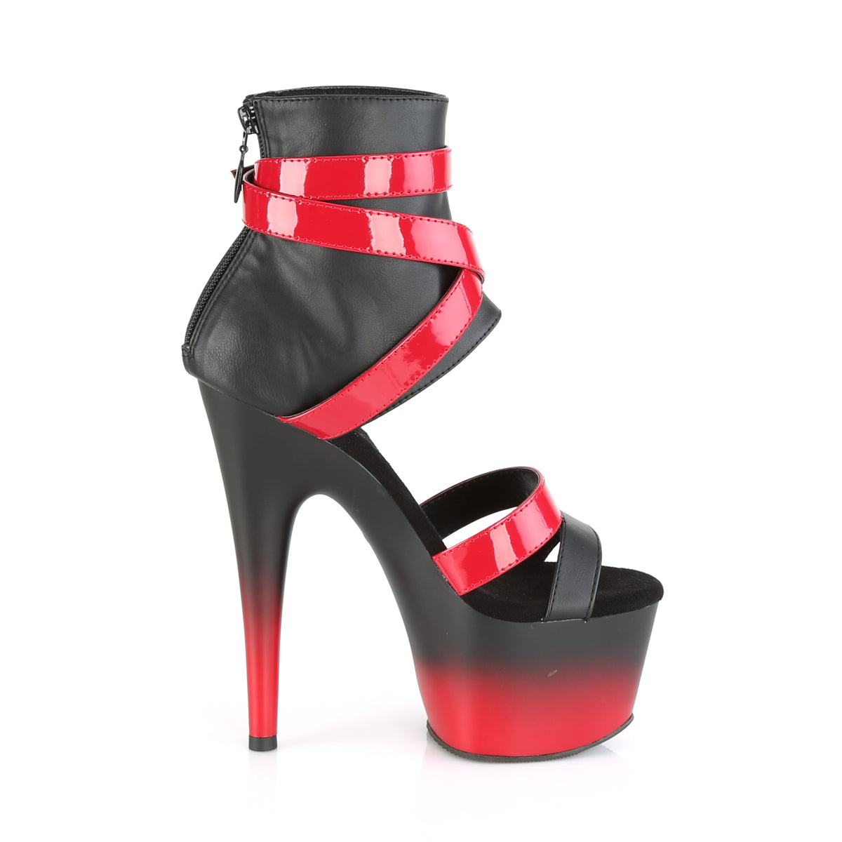 ADORE-700-15 Black Faux Leather-Red Patent/Black-Red Matte