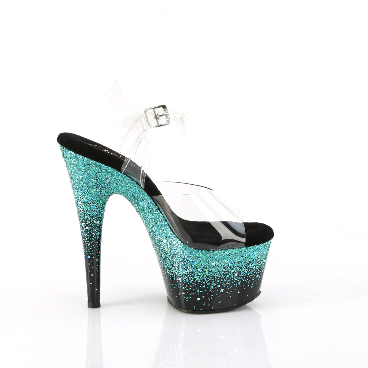 ADORE-708SS Clear/Black-Turquoise Multi Glitter