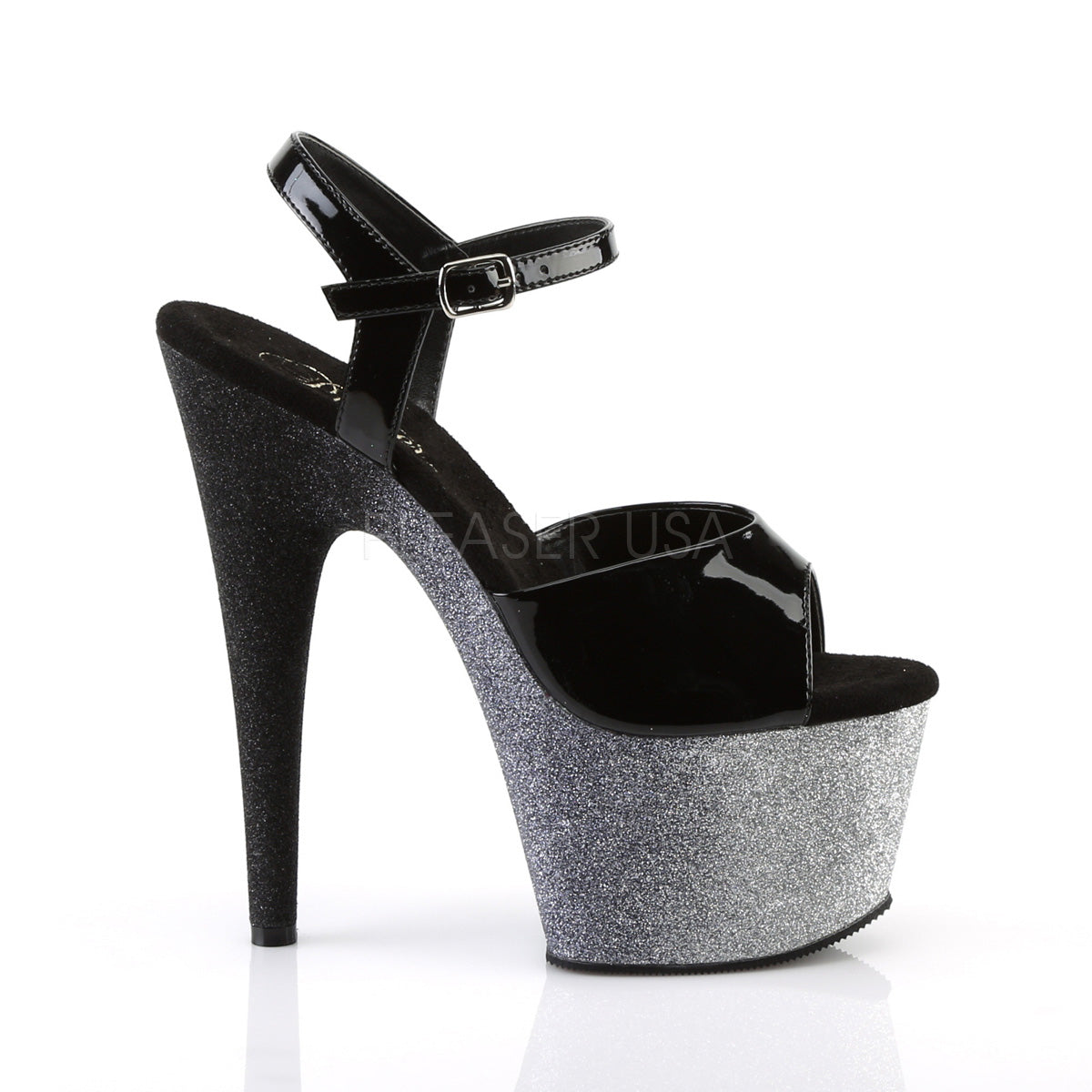 ADORE-709OMBRE Black Patent/Silver-Black Ombre