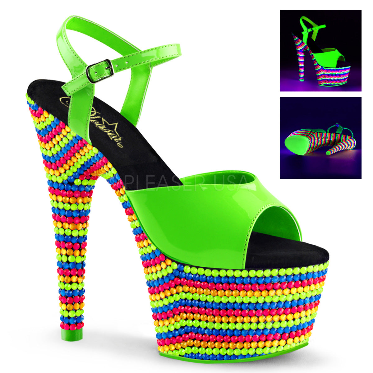 ADORE-709RBS Neon Green Patent/Neon Multi