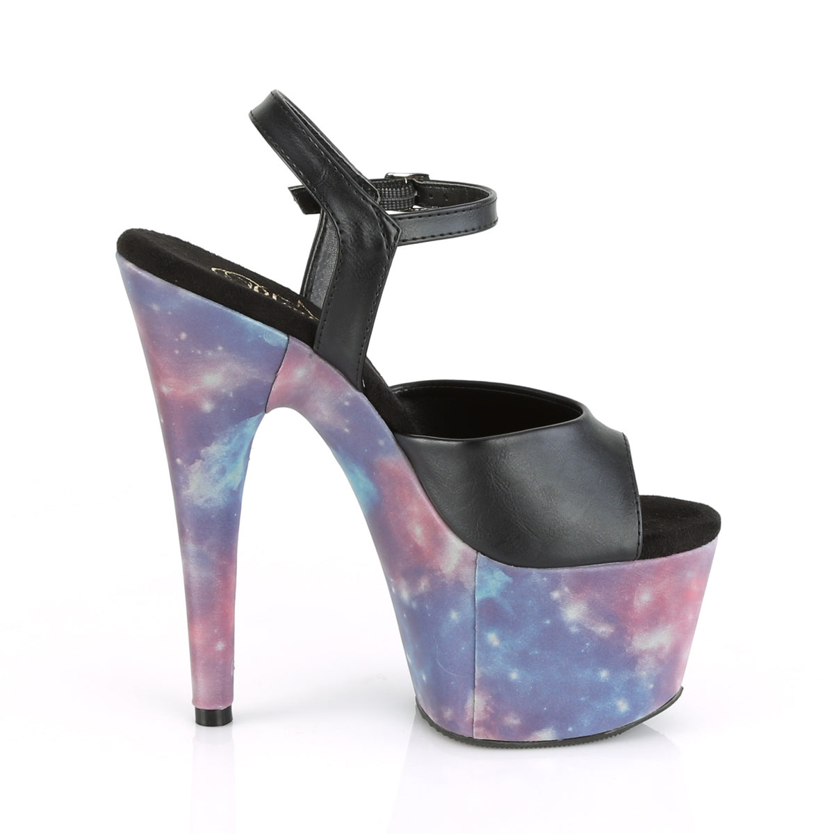ADORE-709REFL Black Faux Le/Purple-Blue Reflective