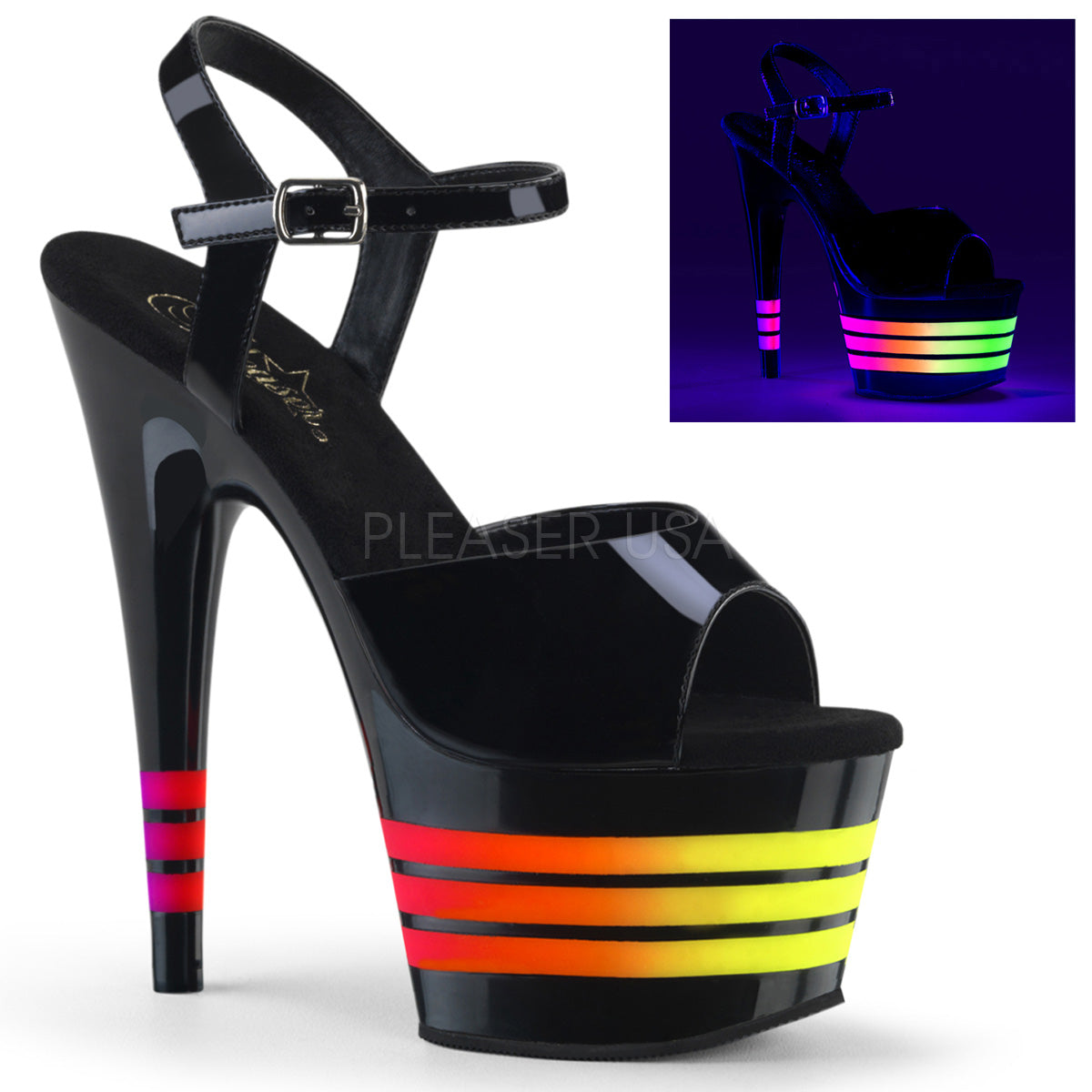 ADORE-709UVLN Black Patent/Black-Neon Multi