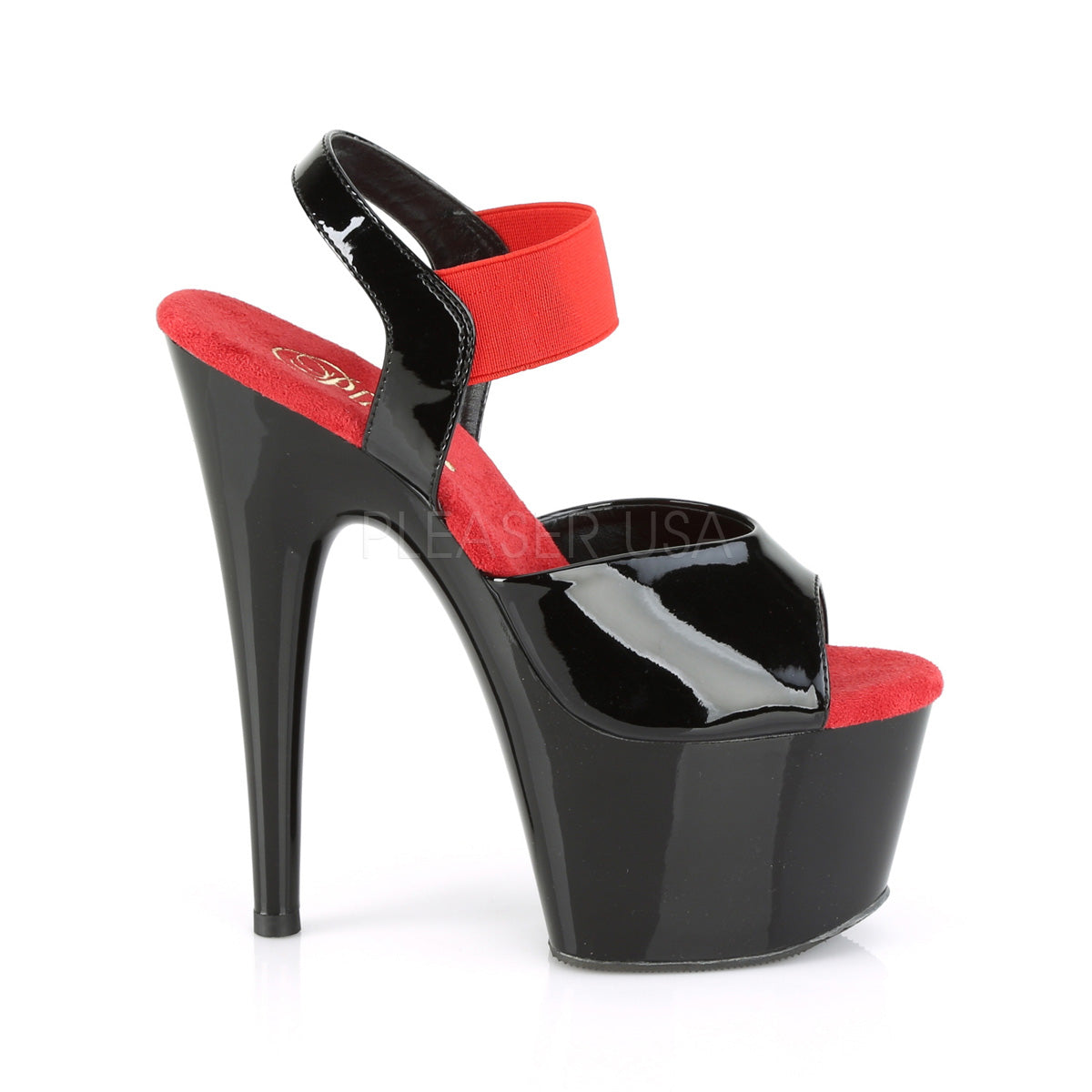 ADORE-714 Black Patent-Red Elastic Band/Black