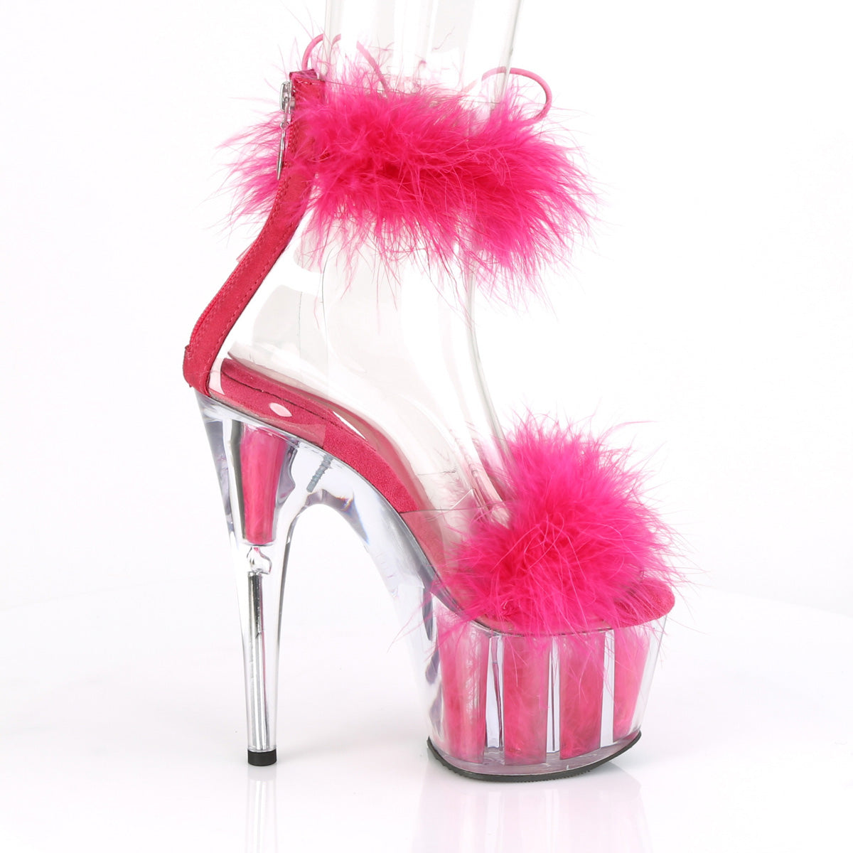 ADORE-724F Clear-Hot Pink Fur/Hot Pink Fur