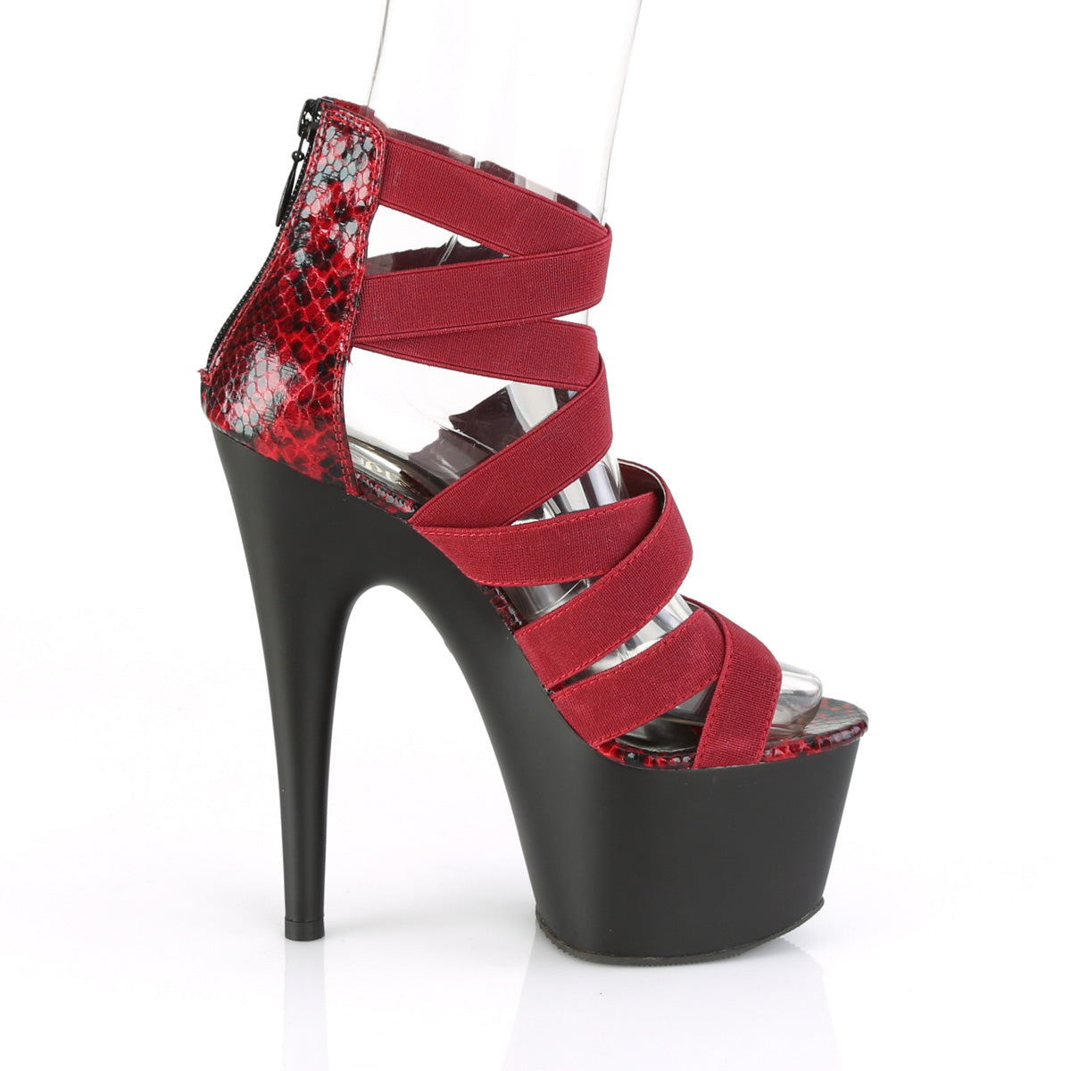 ADORE-748SP Wine Elastic Band-Snake Print Patent/Black Ma