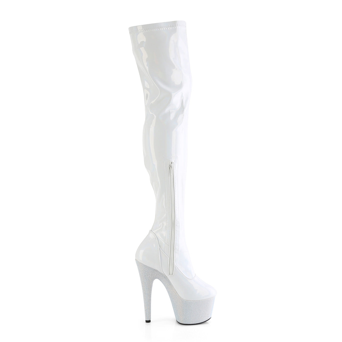 BEJEWELED-3000-7 White Stretch Holo Patent/White RS