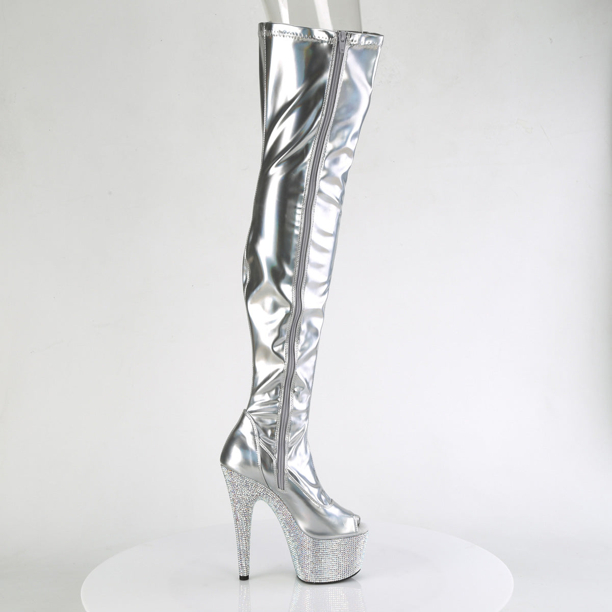 BEJEWELED-3011-7 Silver Stretch Holo Patent/Silver AB RS