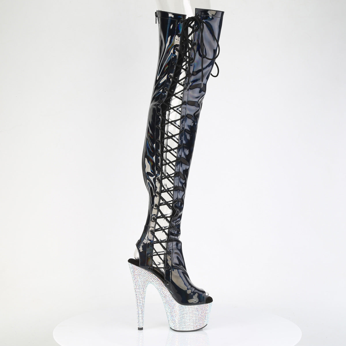 BEJEWELED-3052HG-7 Black Holo Patent/Silver Multi RS